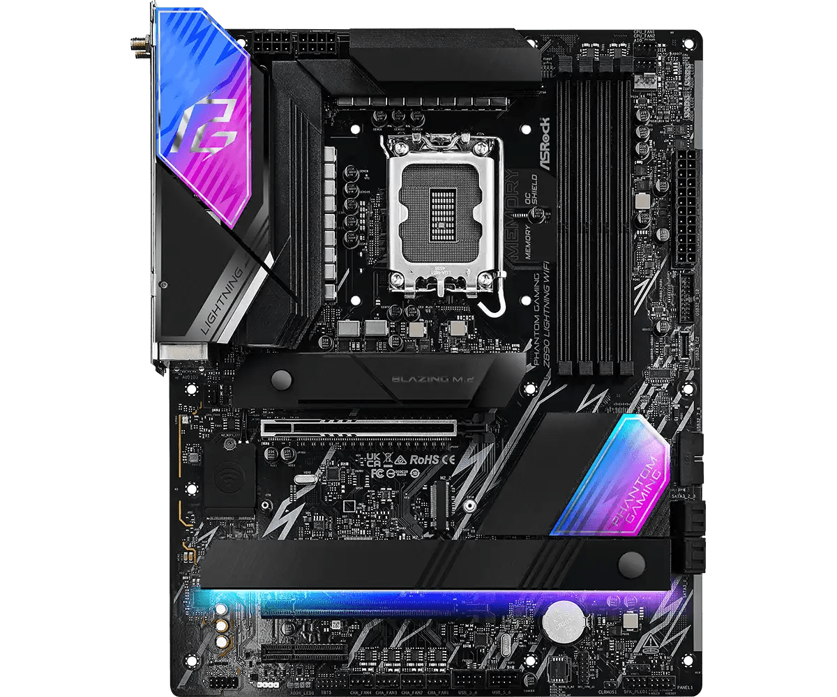 ASRock PHANTOM GAMING Z890 Lightning WiFi LGA1851 Socket Gaming Motherboard - Vektra Computers LLC ASRock PHANTOM GAMING Z890 Lightning WiFi LGA1851 Socket Gaming Motherboard - Vektra Computers LLC